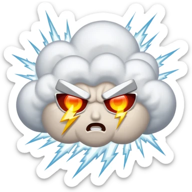 White Thunder - Very Angry - Completely White/Shades of White - Big - White Lightning - Not an animal sticker