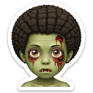 Child zombie with afro and cuts under eye sticker