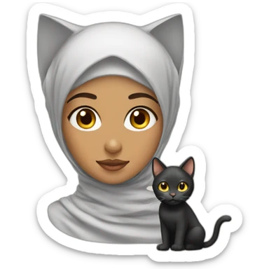 hijabi girl with a cat on head sticker