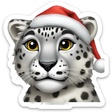 Snow leopard in Santa hat sticker