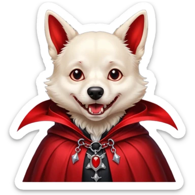     {
      "type": "object",
      "look": "dog in red collar cloak",
      "description": "a loyal vampire dog wearing a red collar cloak"
    } sticker