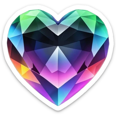 Black Crystal heart with colourful shades sticker
