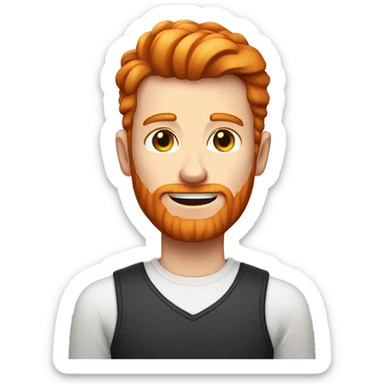 ginger guy with a sharp jawline and square face format, stubble beard, teenager sticker