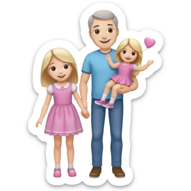 father and daughter playing dolls full body sticker