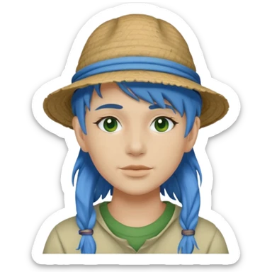 messy green full face clay mask and tourist hat blue hair  sticker