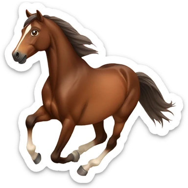 A pretty brown horse running in a sunset sticker