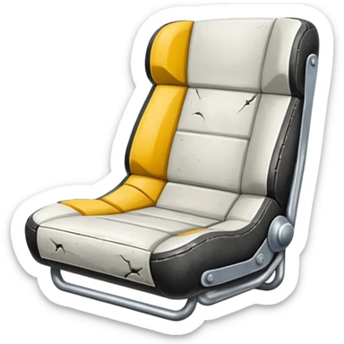Generate an Airbnb category syle icon of a broken football seat, it should be a white icon and simplified sticker