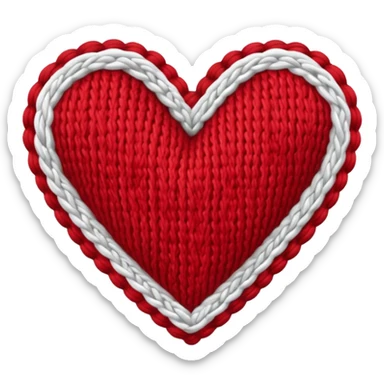 Vintage Patterned, Knitted heart  sticker