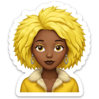 fashionist black woman with yellow fur hair clip sticker