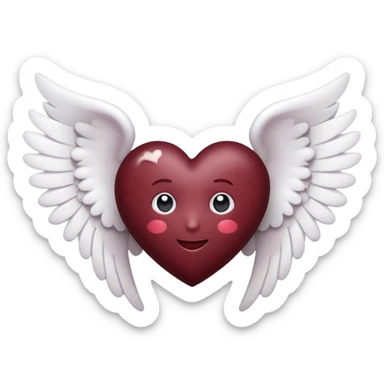 Deep maroon emoji heart with a little angel inside  sticker
