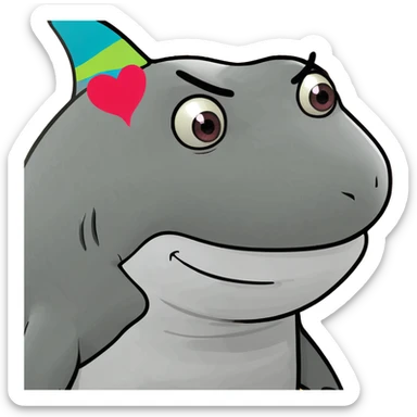 Shark with heart eyes sticker