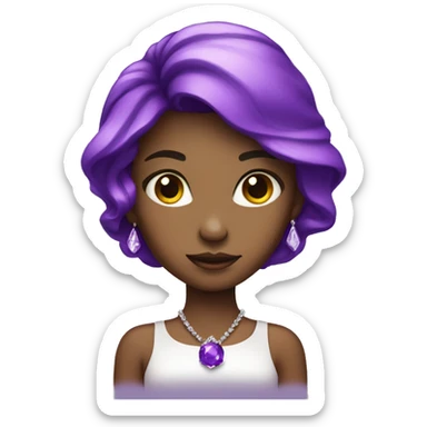 jewel girl with purple gem hair sticker
