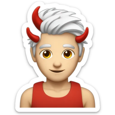 White hair boy with red horns sticker