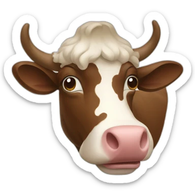 Caca qui court avec une tête de vache sticker