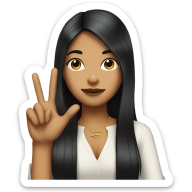A cool girl with long black hair doing a snazzy hand sign sticker