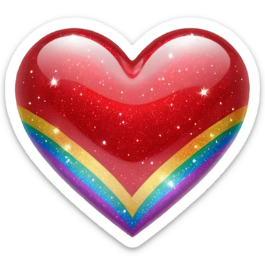 glitter heart with rainbow sparkles sticker