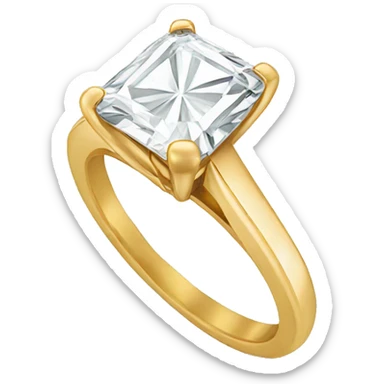 Radiant cut gold engagement ring  sticker