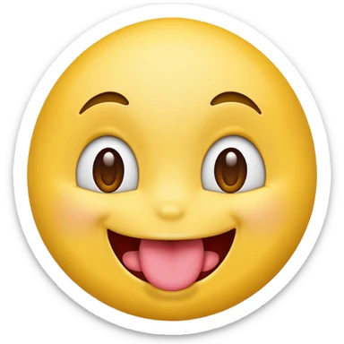 Emoji with its tounge out smiling whilst looking up sticker