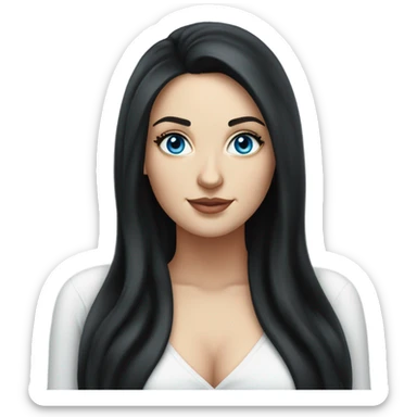 profle picture stunning curvy white woman, long black hair, blue eyes sticker