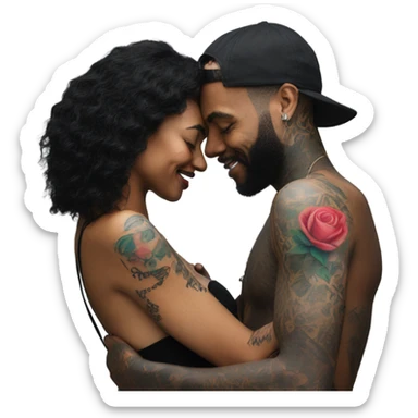 Photo model tattooed couple hugging  sticker