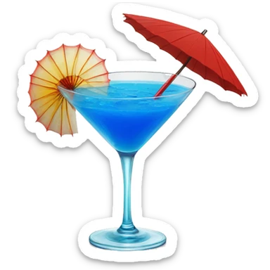 Blue Cocktail with a red parasol on top sticker