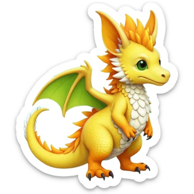Orange-Banana-Pear-themed "Dutch Angel Dragon"-"Vernid"-"Trico"-furry-Fakémon-hybrid-creature (full body) sticker