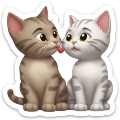 cat kisses kitty sticker