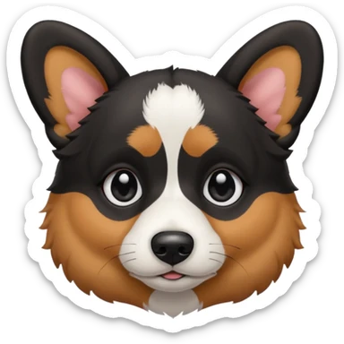 sad black tricolor corgi with no tail sticker