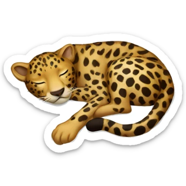 Leopard sleeping in a bed sticker