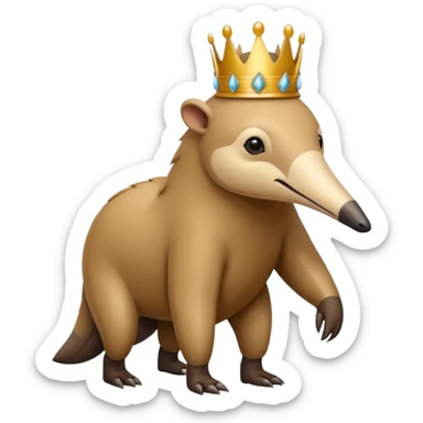Anteater walking around and wearing a crown sticker