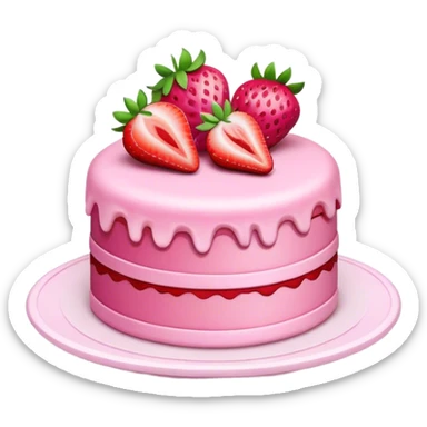 pink cake with strawberry sticker