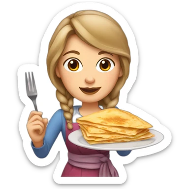 russian woman holding crepes sticker