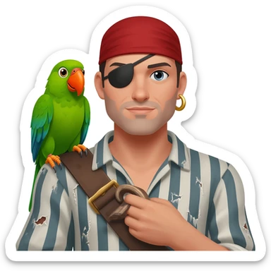 pirate and parrot sticker