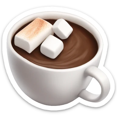 hot chocolate with white mug and marshmallows with a dusting of cinnamon on top sticker