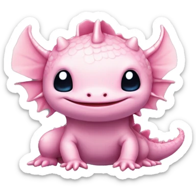 high detailed, high resolution, pink, cute, axolotl, stitch, chibi, sanrio, pokemon, like chinese dragon sticker