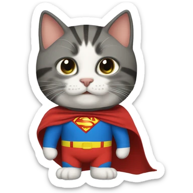 Real cat with super man suit  sticker