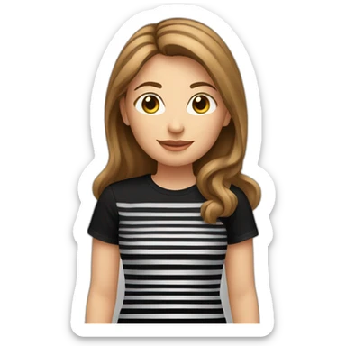 light brown hair woman black stripy t-shirt sticker