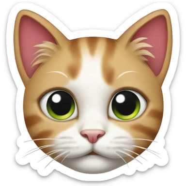 Cat with hibiscus on right ear sticker