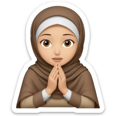 Hijabi girl sitting.     head covered
hands pulling the fabric in
shy-but-dramatic energy
“no cameras pls” but in a cute way
soft + mysterious vibe sticker