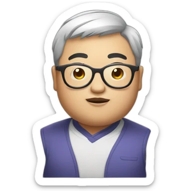 Chinese chubby guy with glasses sticker