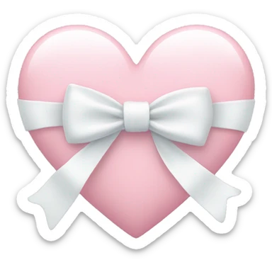 Pastel pink heart with white bow sticker