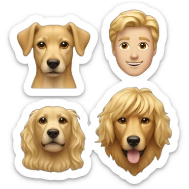 morph a golden dog and a blonde guy sticker