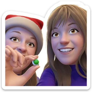 joyful girls in festive hats sticker