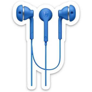 blue wired earbuds sticker
