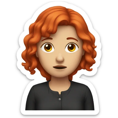 sad + fall + woman with red hair sticker