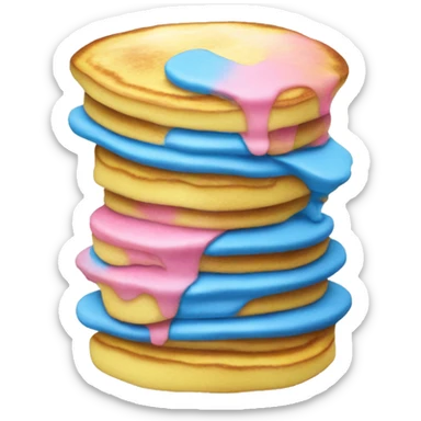 Pan cakes in blue, yellow, and pink stack   sticker