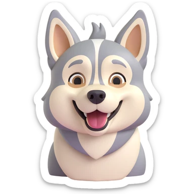 happy light cinnamon colored husky dog, pale tan sticker