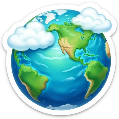 Cinematic Realistic Earth, depicted with vibrant blue oceans, clouds, and lush green continents rendered in exquisite detail, high shine, and a soft radiant glow that captures the dynamic, life-sustaining beauty of our home planet. sticker