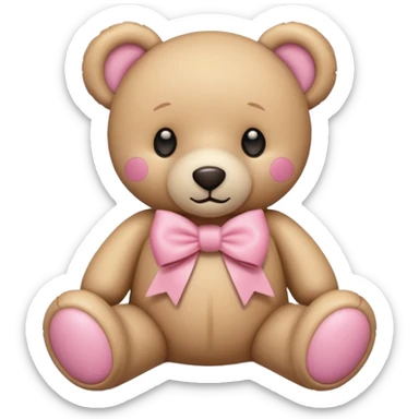 pink bow teddy bear solo sticker