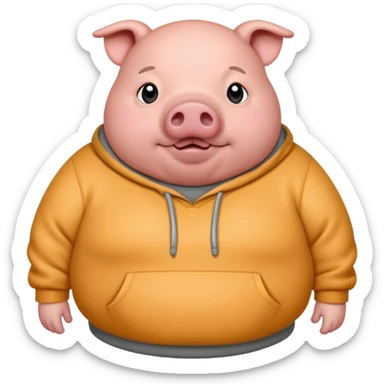 a fat pig with grey sweatshirt on\ sticker